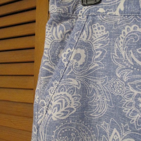 Talbots pants linen/cotton cropped wide leg, light blue & white size 14 - Picture 5 of 10